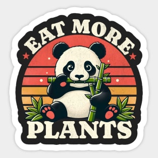 Eat More Plants Retro Panda Sticker